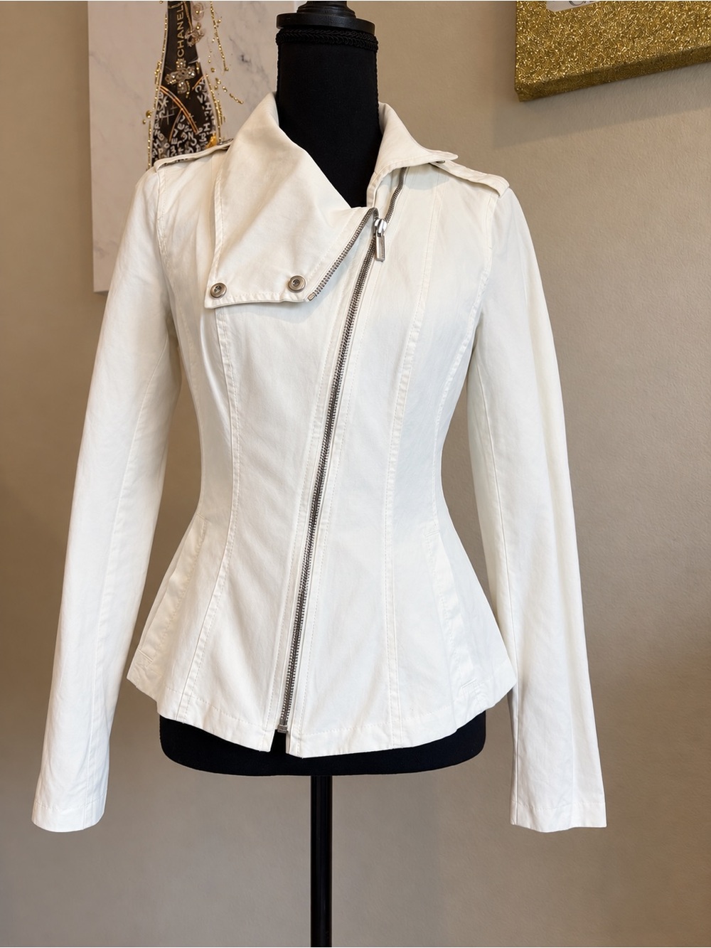 A|X Armani Exchange Snow White Moto Jacket Size S BNWT Fall 2013